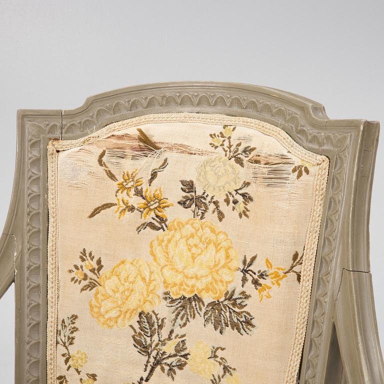 A late Gustavian open-back armchair attributed to Johan Erik Höglander (master in Stockholm 1777-1813).