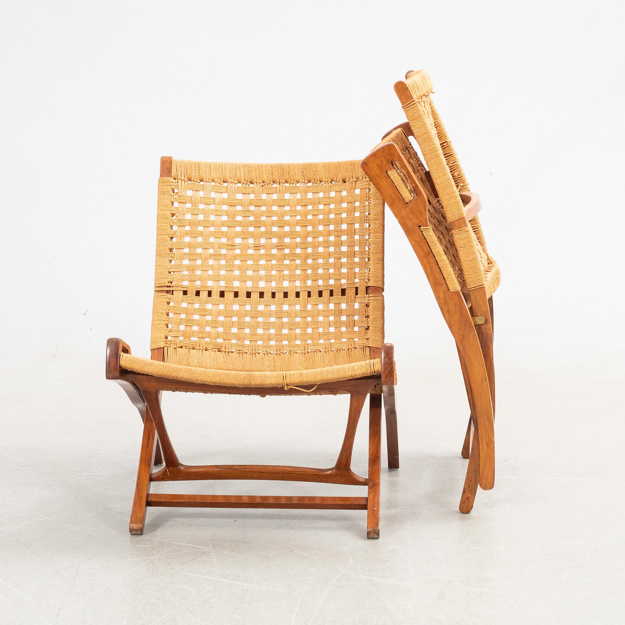 Chairs, a pair, Ebert Wels, folding chair, Yugoslavia 1960s.