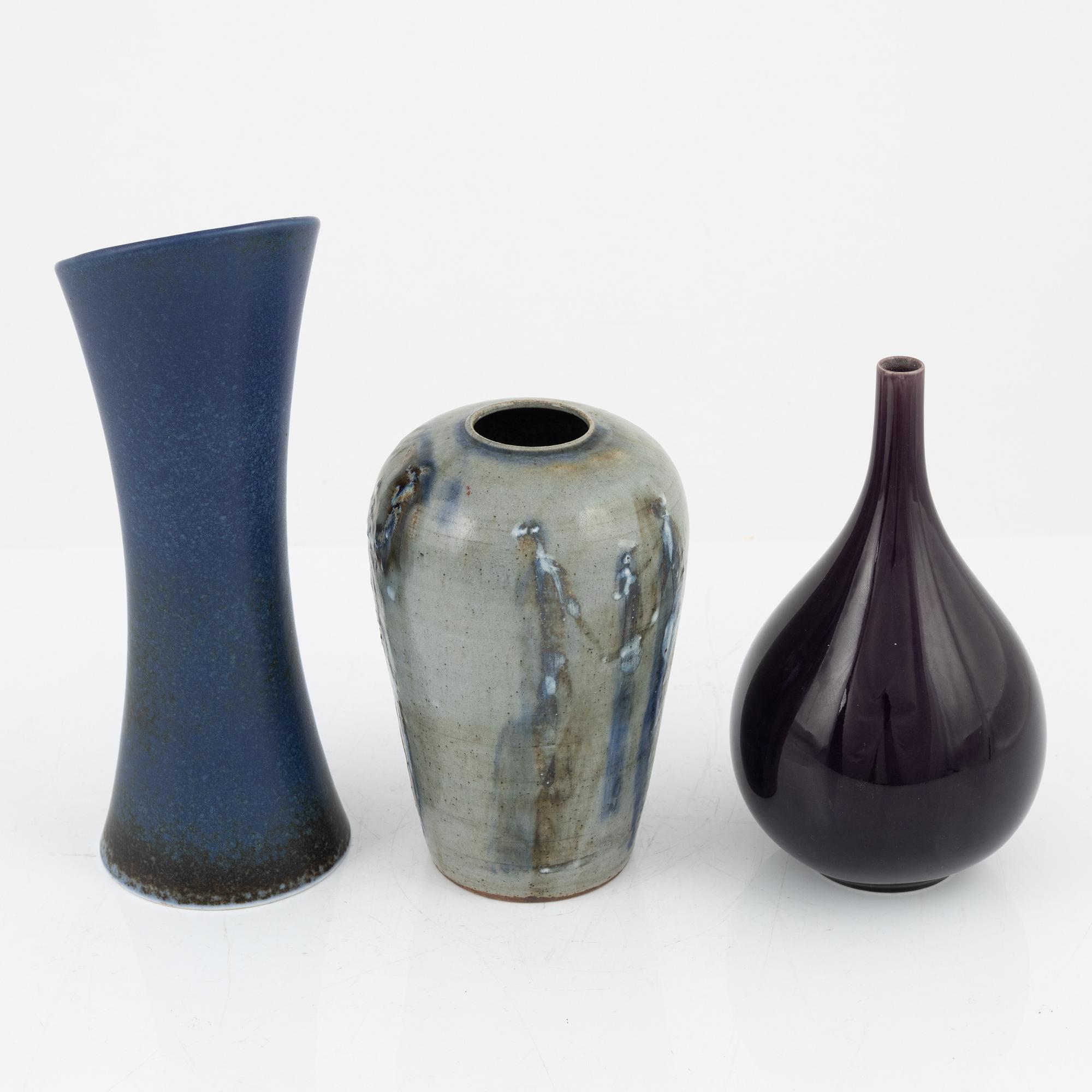 Carl-Harry Stålhane, a set of three stoneware vases, Rörstrand and Designhuset, Sweden.