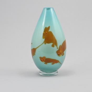 CARLOS R. PEBAQUE, vas glas, unik. signerad och daterad 95, Sjöhyttan.