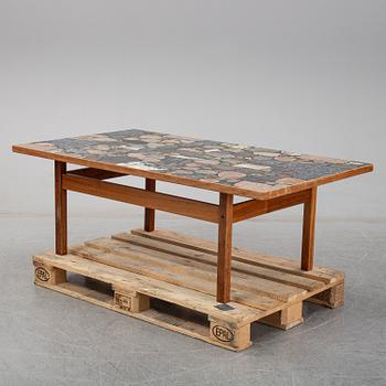 Erling Viksjø, A rosewood and stone coffee table by Conglo Design, Norway, 1960's-80's.