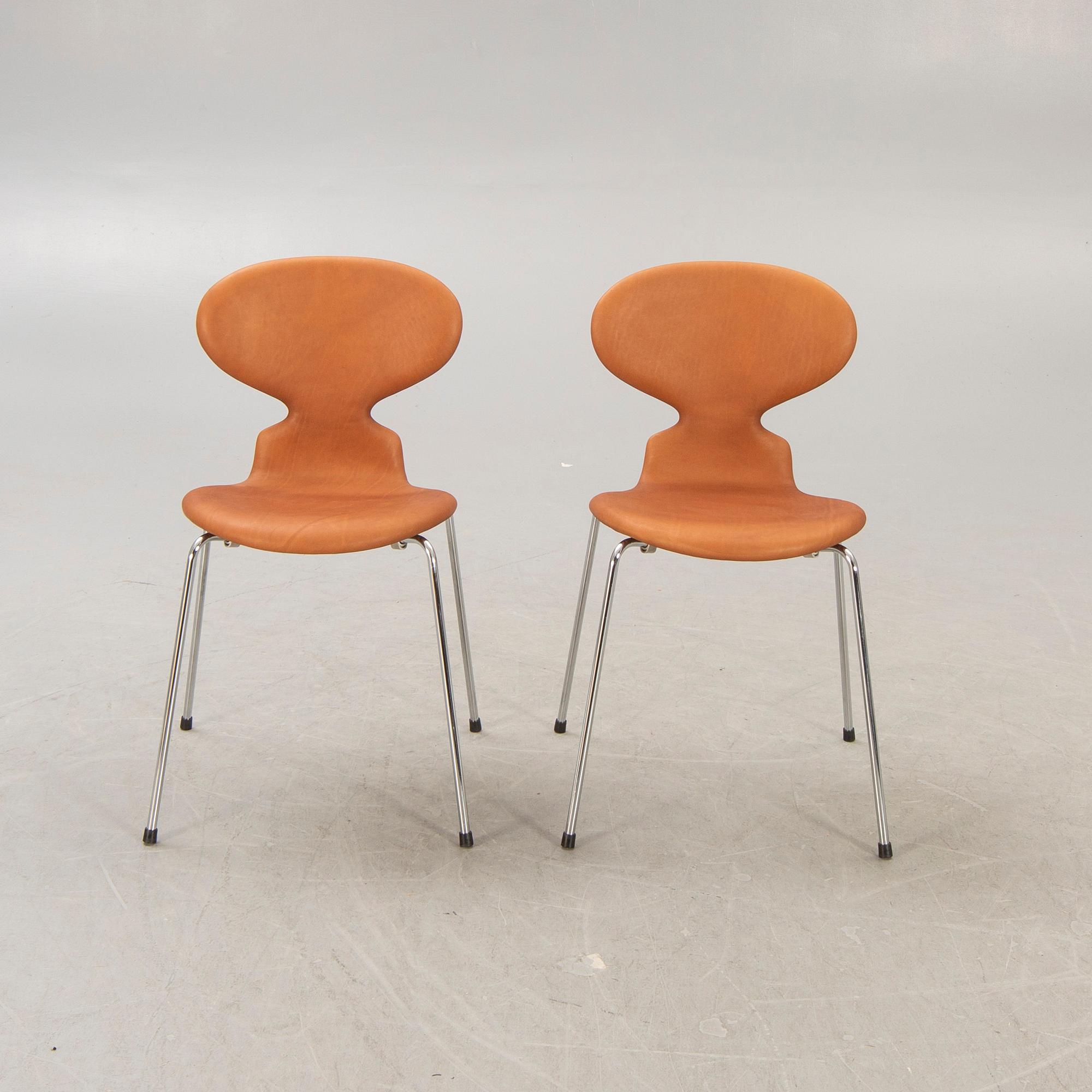 Arne Jacobsen, stolar, 6 st, "Myran", Fritz Hansen, Danmark.