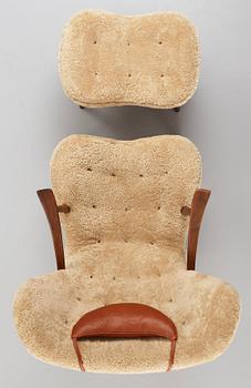 IB MADSEN & ACTON SCHUBELL, "Pragh", an easy chair and ottoman, Madsen & Schubell Co, Denmark 1940-50's.