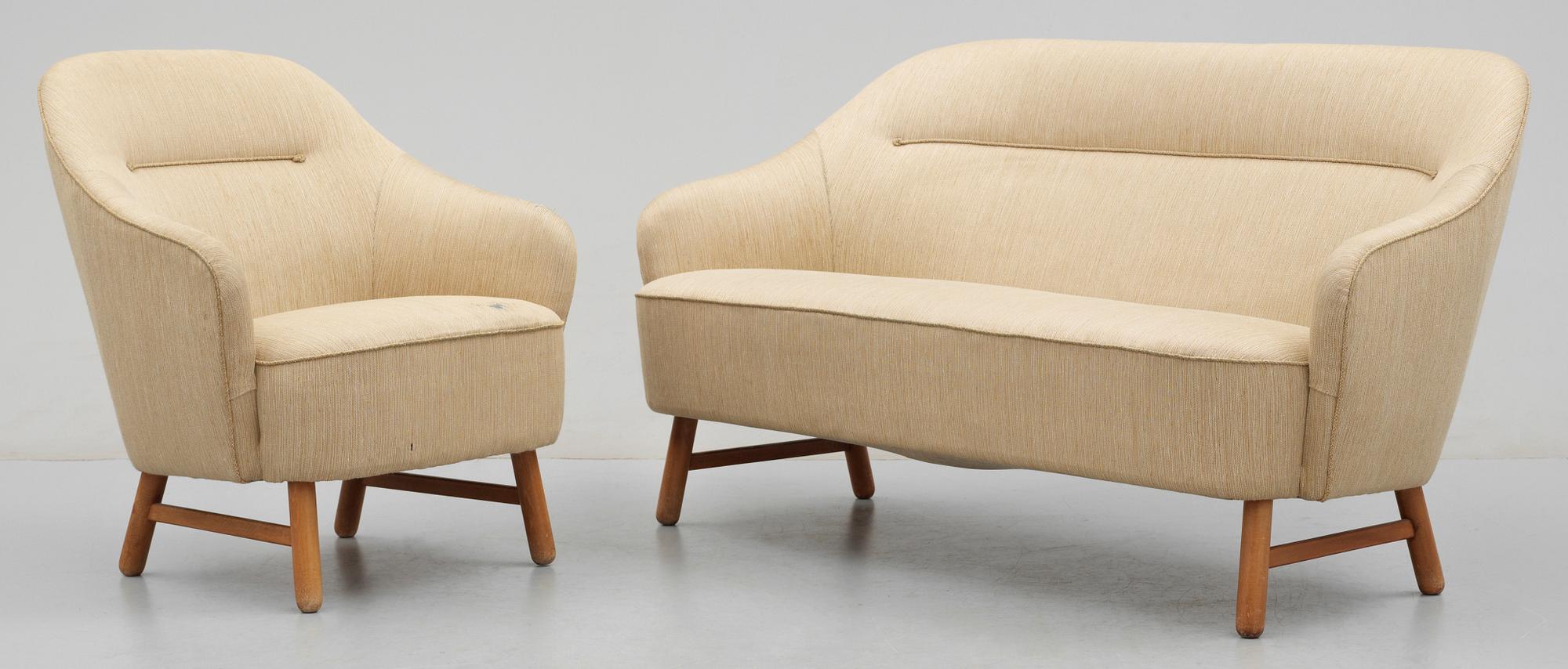 SOFFA samt FÅTÖLJ, 1950/60-tal.