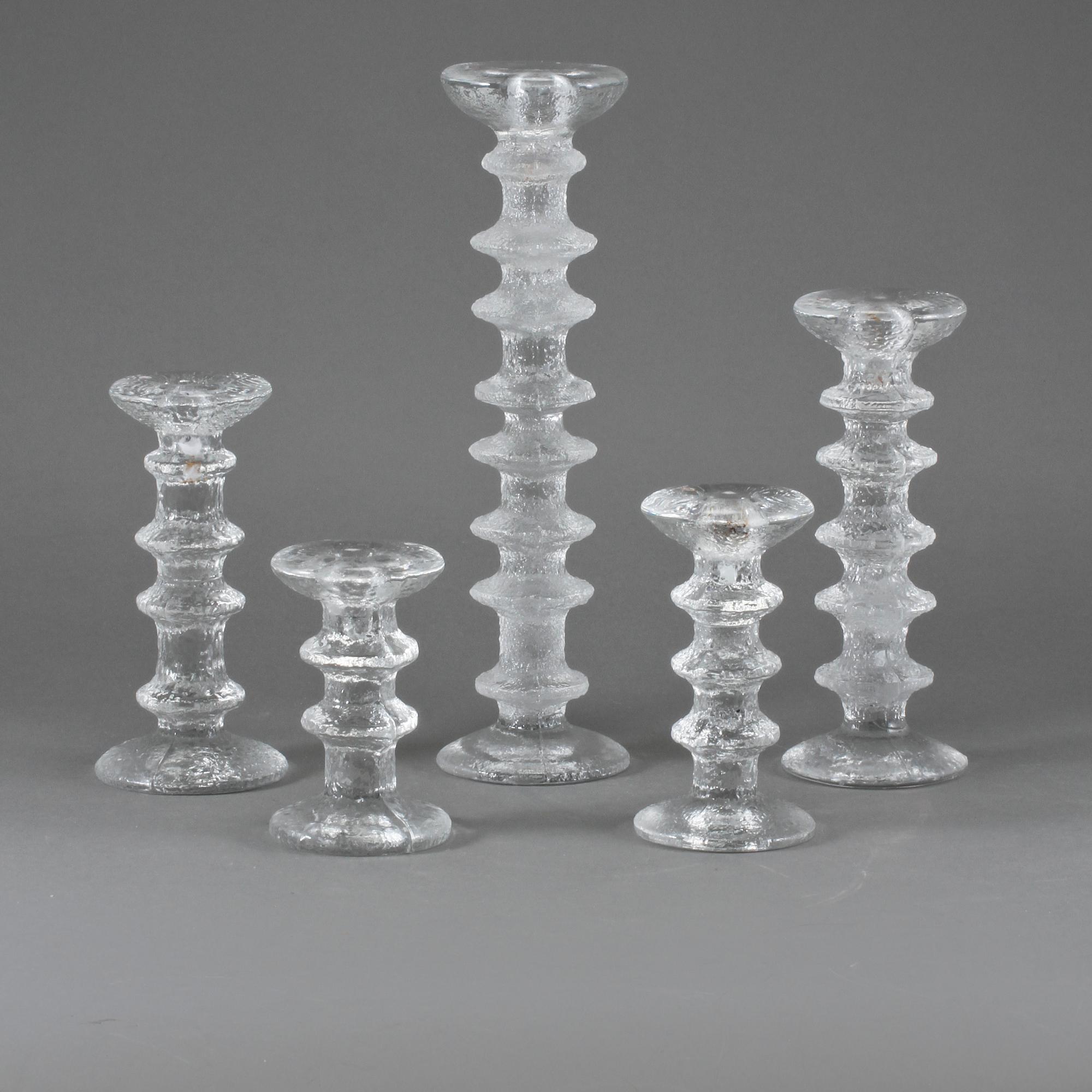 LJUSSTAKAR, 5 st, "Festivo", Timo Sarpaneva, Iittala, 1900-talets andra hälft.