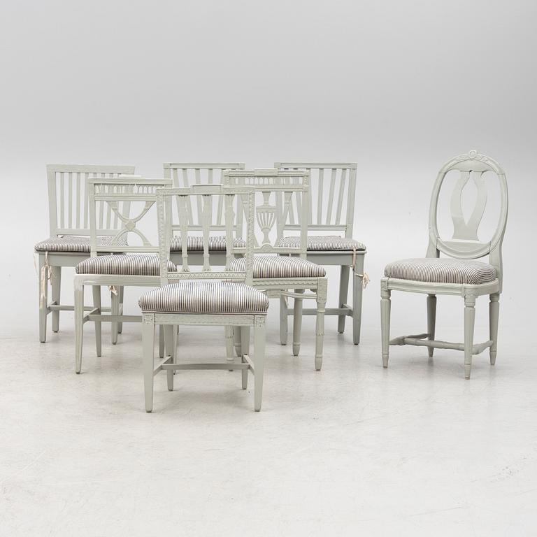 A set of seven chairs, including Lindome, circa 1800 and 19th Century.