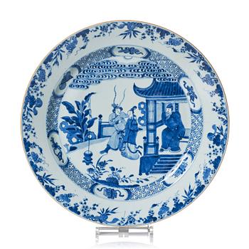 A blue and white charger, Qing dynasty, Kangxi (1662--1722).