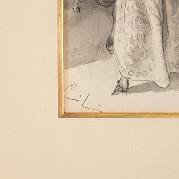 Carl Larsson, Figure composition in a 18th-century interior.