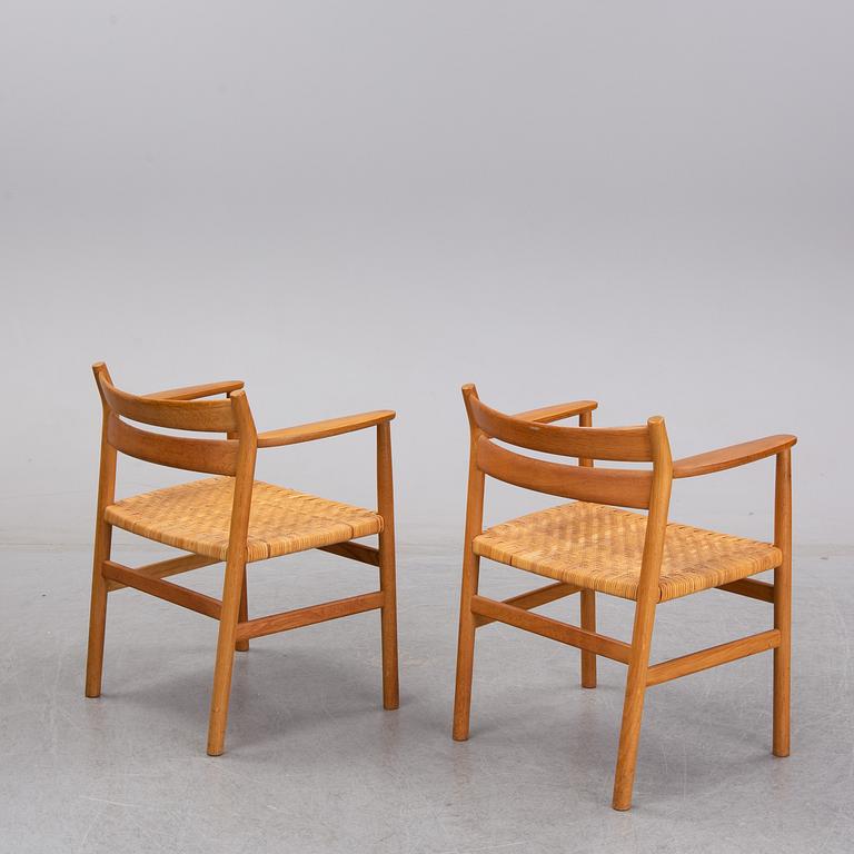 Børge Mogensen, a pair of oak and rattan 'BM1' chairs, CM Madsen, second half of the 20th century.