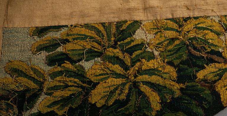 A tapestry, "Verdure", tapestry weave, "entre-fenêtre", Aubusson around 1700-first half of the 18th century.