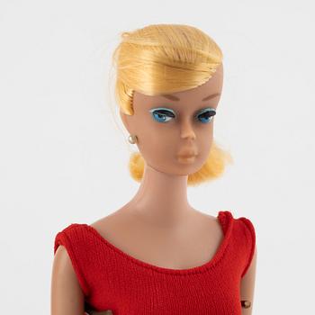 Barbie and Ken, dolls 2 pcs. as well as clothes, vintage, "Swirl Ponytail Blond" Mattel 1964, Ken Mattel 1963/64.