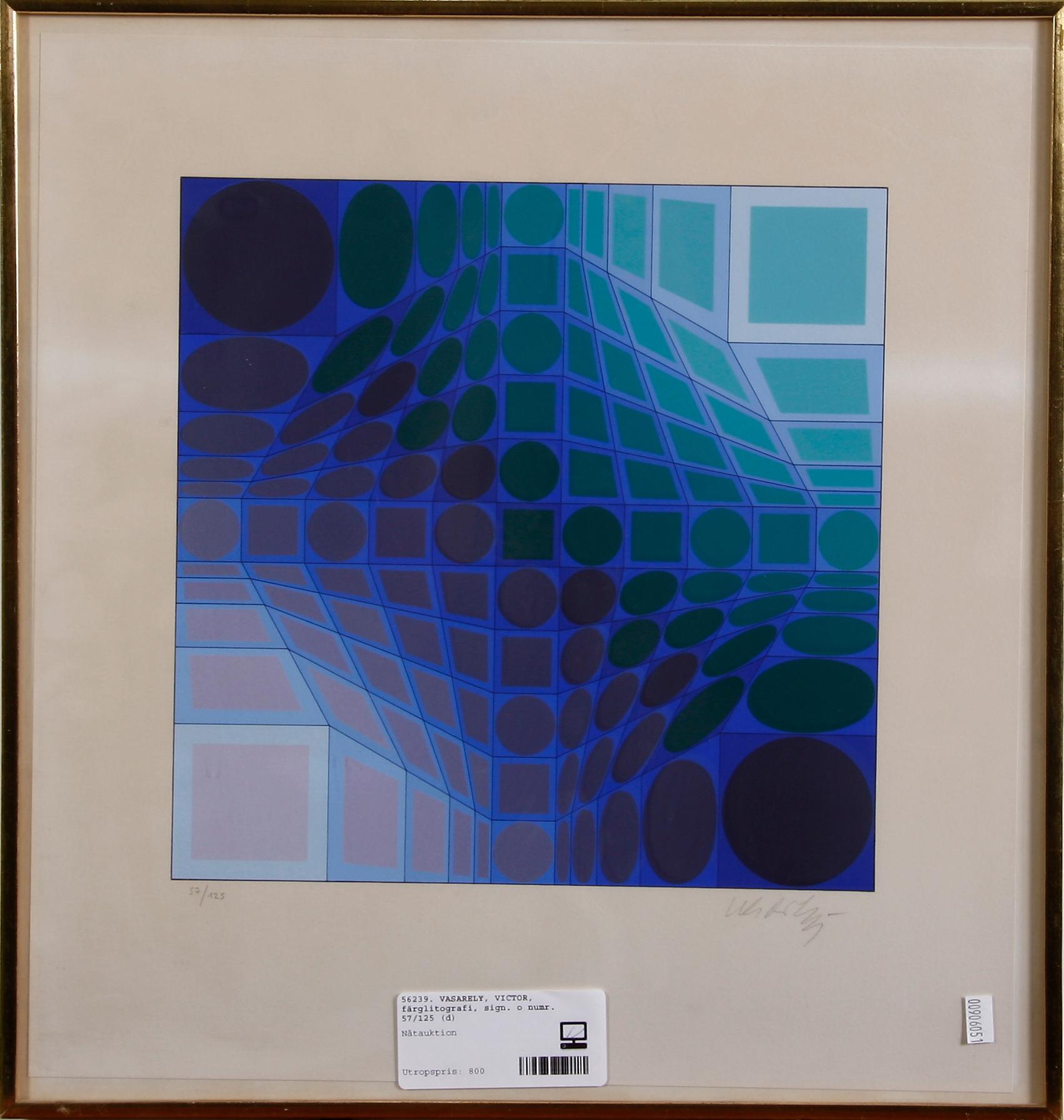 VASARELY, VICTOR, färglitografi, sign. o numr. 57/125.