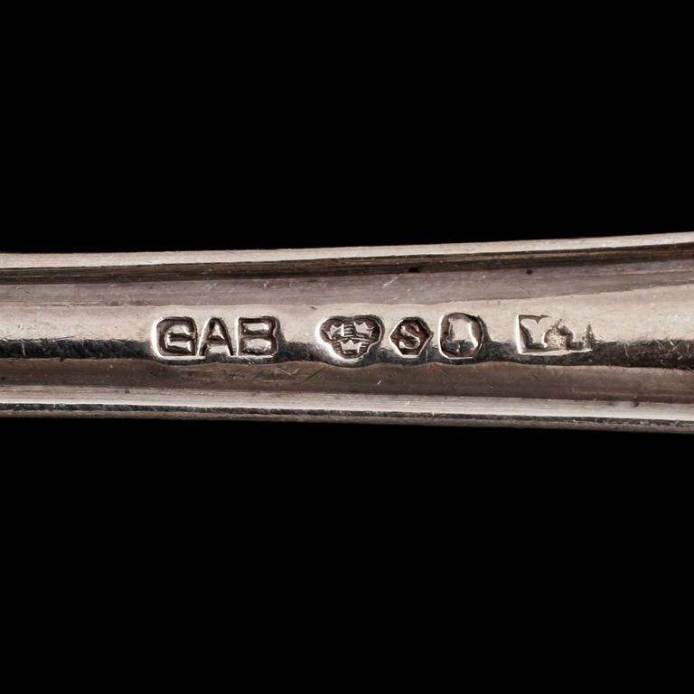 GAFFLAR, 14 st, silver, mestadels GAB, Stockholm, 1920-tal. Vikt 625 g.