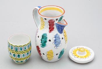 KAFFEKANNA och MUGG, fajans, Stig Lindberg, Gustavsberg.
