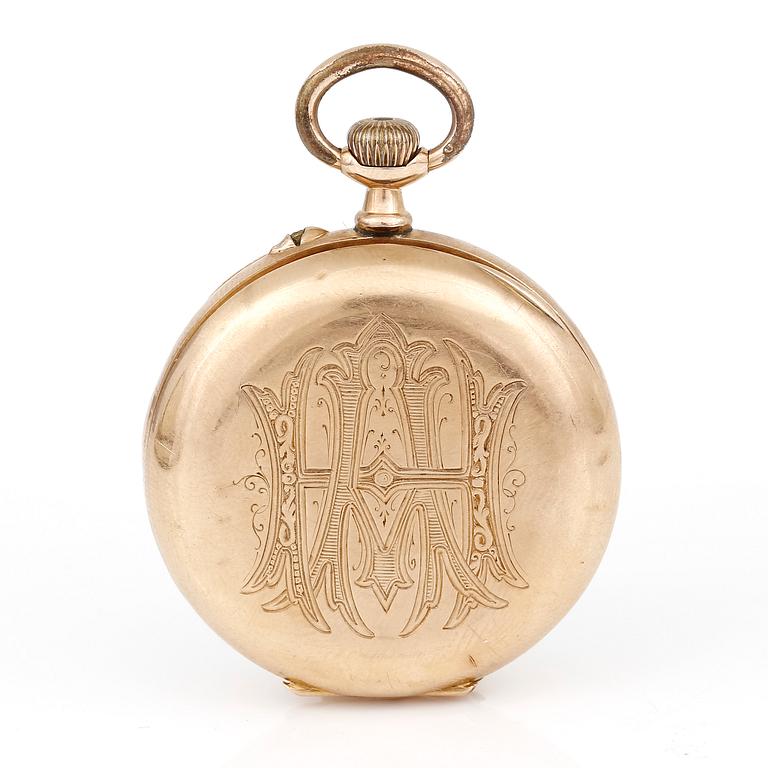 FICKUR, 18K guld och gulmetall, 1900-talets början.