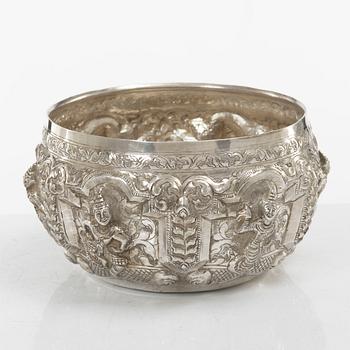 Bowl, silver, probably Thailand with Swedish import marks, weight 298 g.