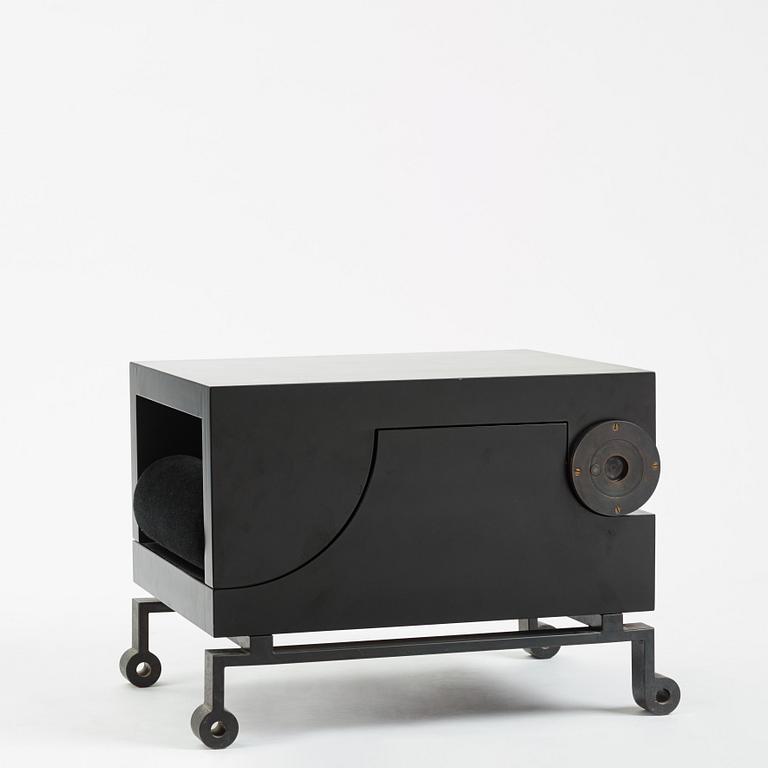 Alexander H Damsbo & Henrik Ingemann Nielsen, a "HC-Andersen Chair" armchair/table, ed. 3/49, Källemo, post 2005.