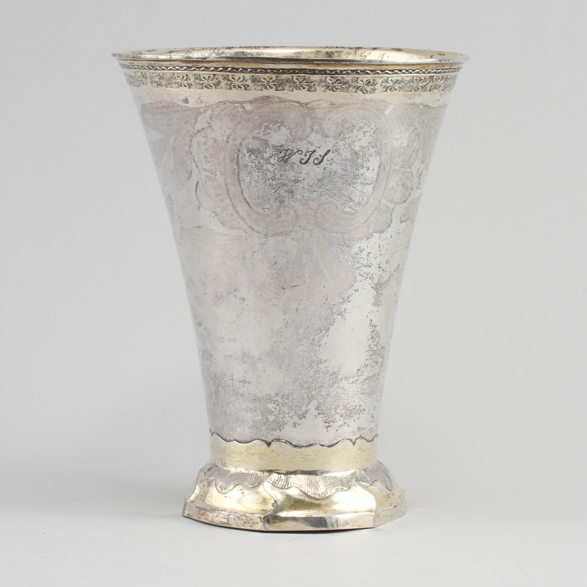 BÄGARE, silver, Carl Fahlberg, Uppsala, 1783, vikt 440 gram.