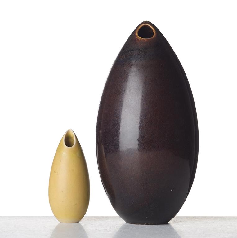 Stig Lindberg, vaser "Gnurglor", 2 st, Gustavsbergs studio 1961.