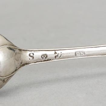 TESKEDAR, 12st, silver, bla Jacob Möller, Malmö, 1813. Vikt ca 202g.