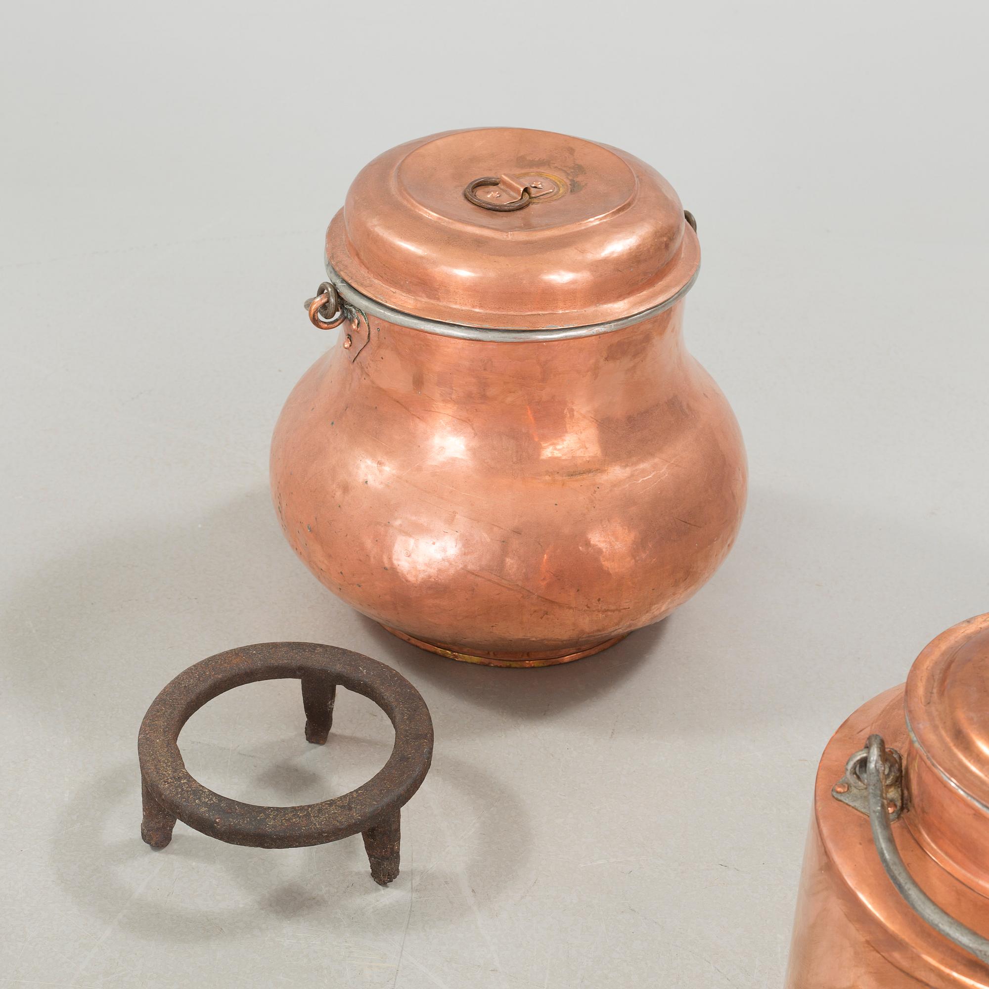 Four copper objects, 19th century.