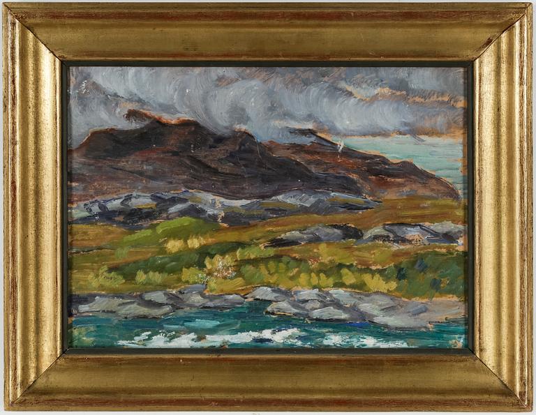 ERIK OSSLUND, olja på smörpapper, signerad.