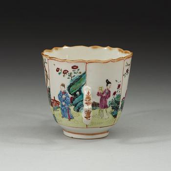 A famille rose chocolate cup with suacer, Qing dynasty Yongzheng (1723-35).