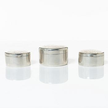 Six 19th century silver boxes.