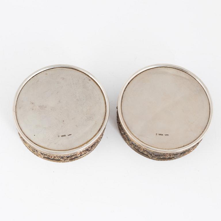 Coasters, ett par, sterlingsilver, Topazio, Portugal.