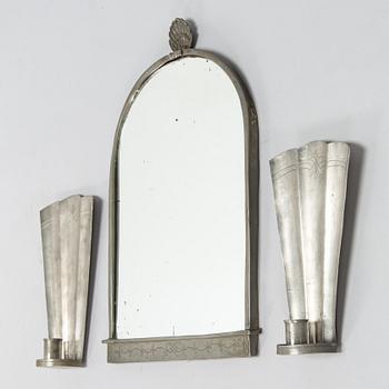 Paavo Tynell, a 1930's mirror and a pair of wall sconces '7019' for Taito Finland.