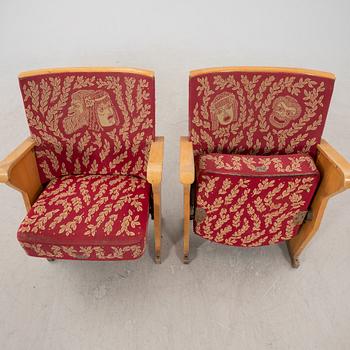 Theater chairs, a pair of Malmö Opera (formerly Malmö Stadsteater). 1940s.