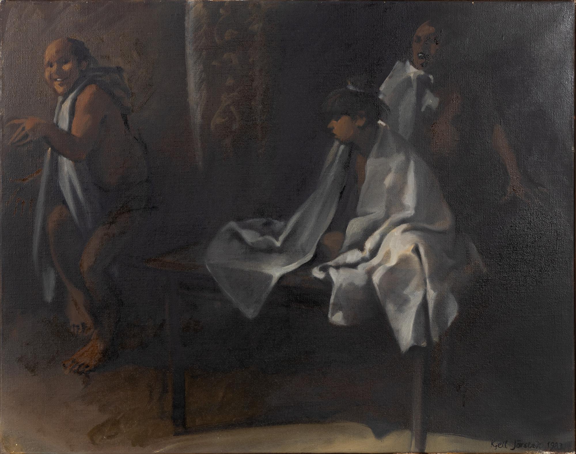 Kjell Jörstedt, oila on canvas, signed and dated 1983.