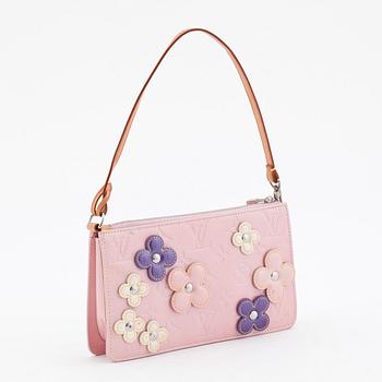 LOUIS VUITTON, a pink monogrammed vernis shoulder bag with flowers "Lexington Pochette", limited edition 2002.