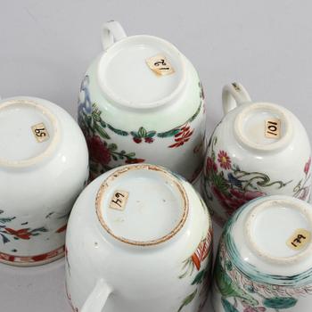 KOPPAR, 11 st, porslin, Kina, 1700/1800-tal.