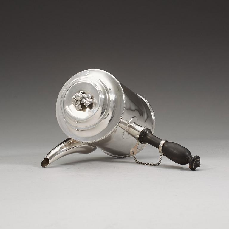 A Swedish 18th century silver coffee-pot, Julius Marianus Bergs, Stockholm 1784.