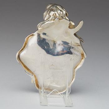 A Fabergé silver dish/tray,Moscow 1897-1908. Marked K. Fabergé in kyrillic, Imperial Warrant and scratched inv no 15649.