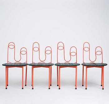 Fredrik Paulsen, Kristoffer Sundin and Simon Klenell, 4 chairs, made exclusively for the restaurant Omnipollo in Gothenburg Sweden, 2018.