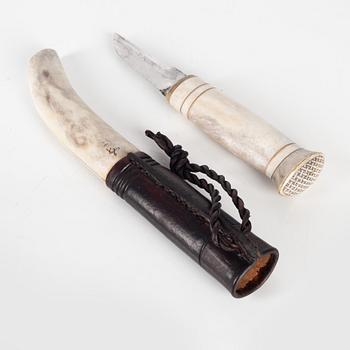 Ingrid Åman, a half-horn knife, signed, 2021.