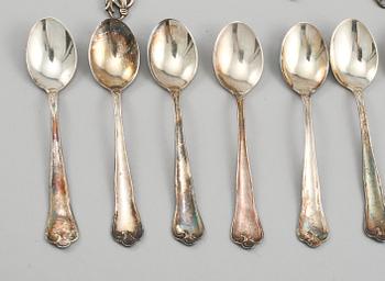 TESKEDAR, 10+12 st, silver, stämplade MEMA, Lidköping, respektive svenska importstämplar. Vikt 189 g.