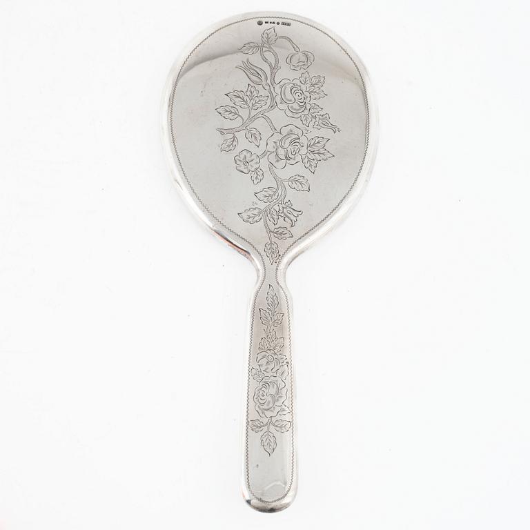 Hand mirror, silver, Carl Silversmed Carl Nyströmer, Stockholm 1962.