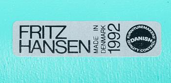 ARNE JACOBSEN, Four "Sjuan" chairs, Fritz Hansen, Denmark, 1992.