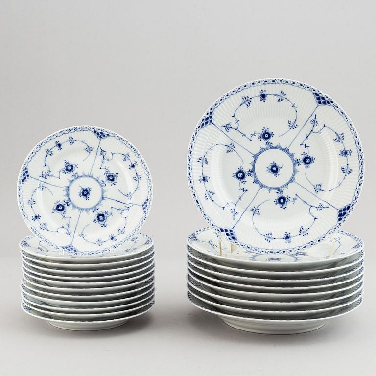 Royal Copenhagen, a 36 part porcelain service, 'Musselmalet' one part Meissen.