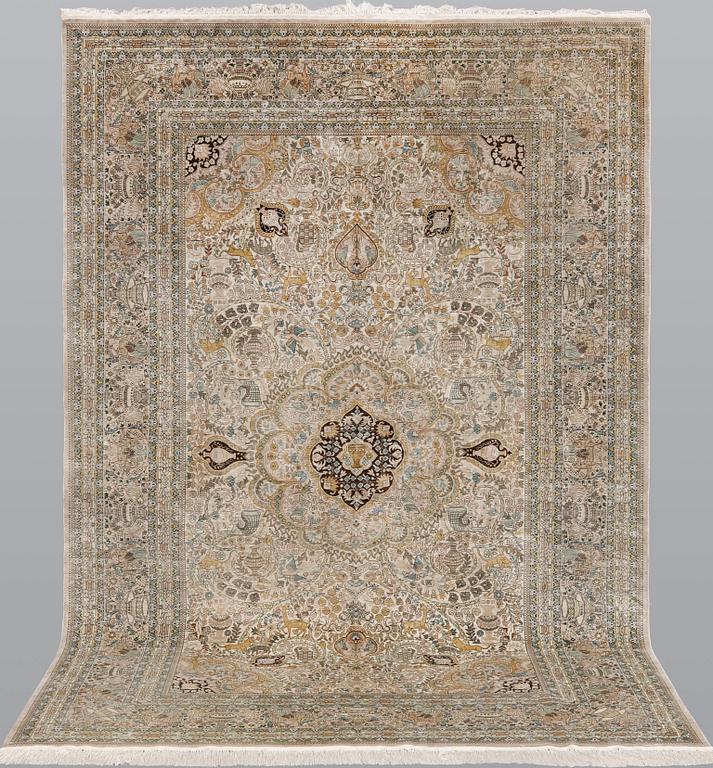 A pictoral orientalisk rug, ca 246 x 156 cm.