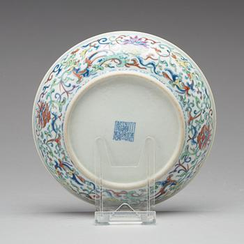 A doucai dish, Republic (1912-49), with Daoguangs six character mark.