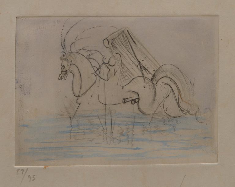 SALVADOR DALÍ, käsinväritetty etsaus, signeerattu ja numeroitu 89/95.