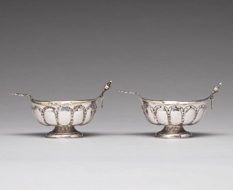 A pair of Swedish 18th century parcel-gilt silver brandy-bowls, mark of Otto Henrik Sjöberg, Falun 1748.