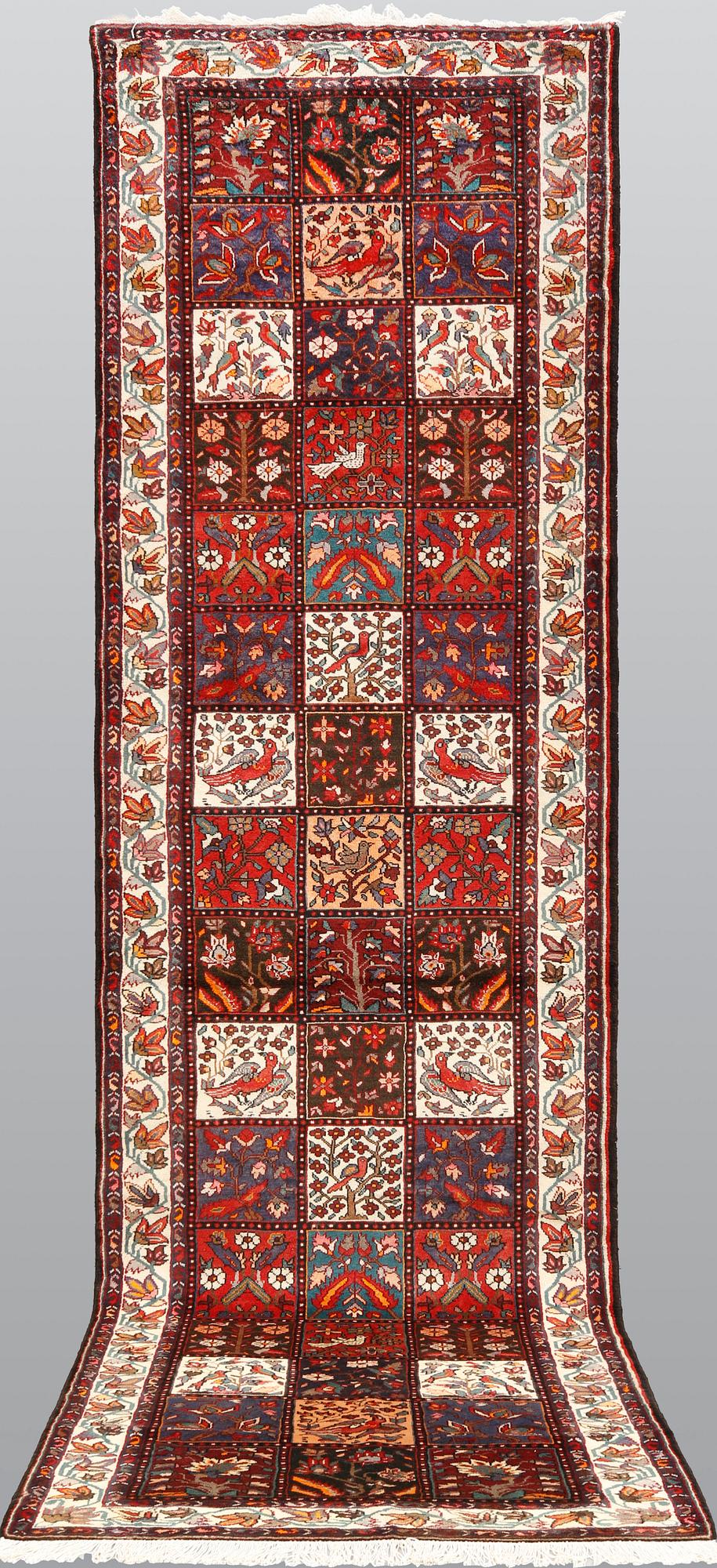 A pictoral Bakhtiari carpet, ca 400 x 115 cm.
