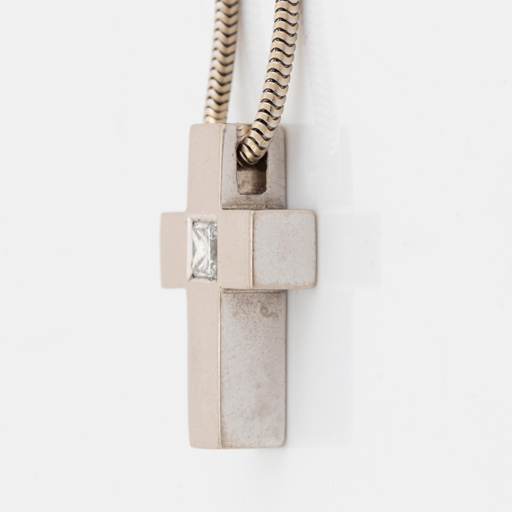 Princess cut diamond necklace.