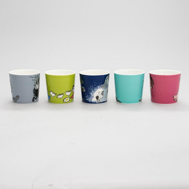 Ten Moomin Characters  mugs in vitro porcelain, Arabia, Finland.