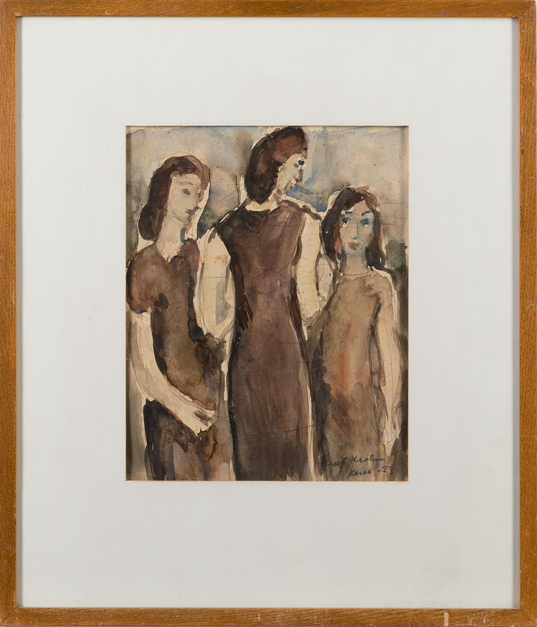 ERNST KROHN, vesiväri, signeerattu, merkitty kesäkuu ja päivätty -33.